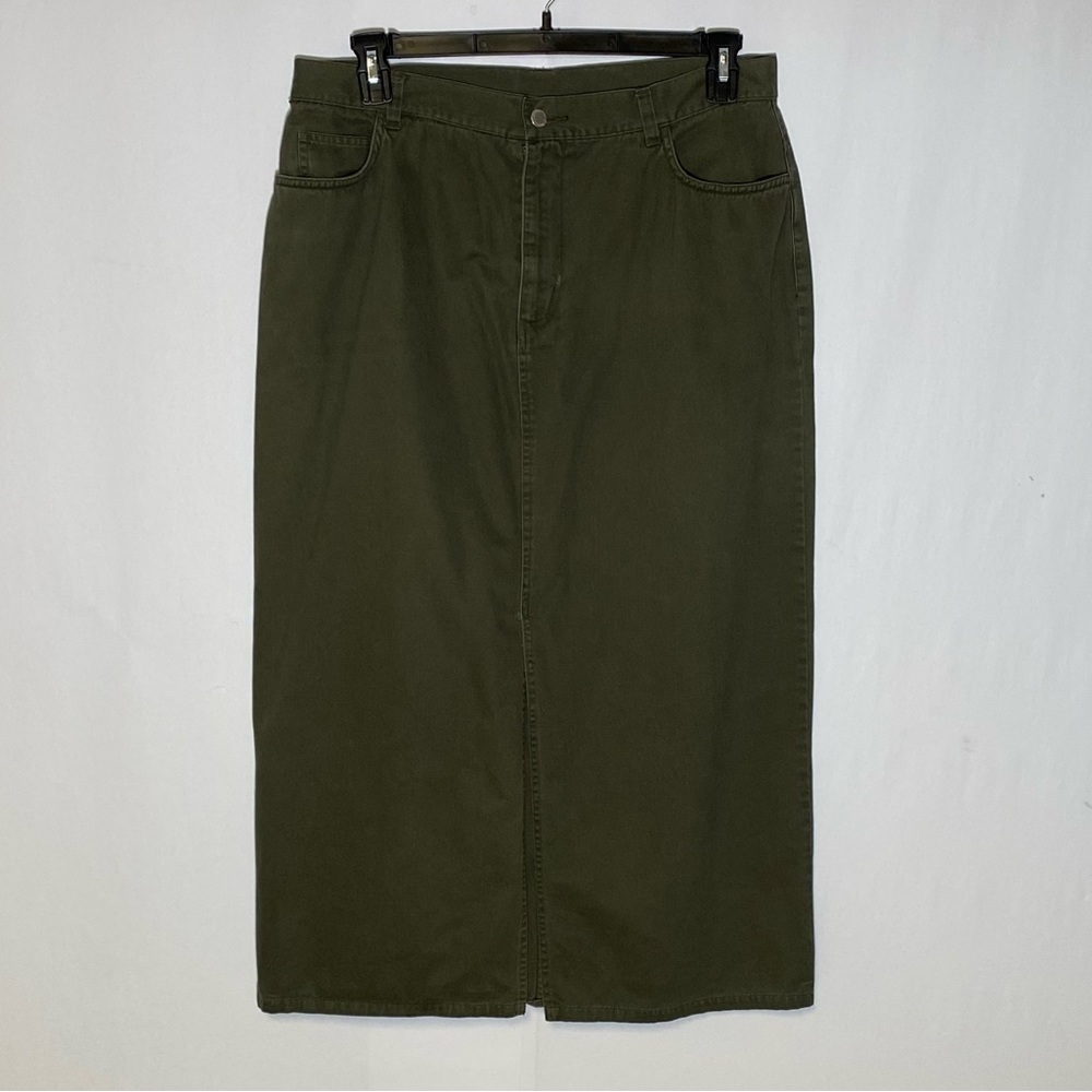 St. John’s Bay vintage Y2K slit in front  long green size 16 M skirt.